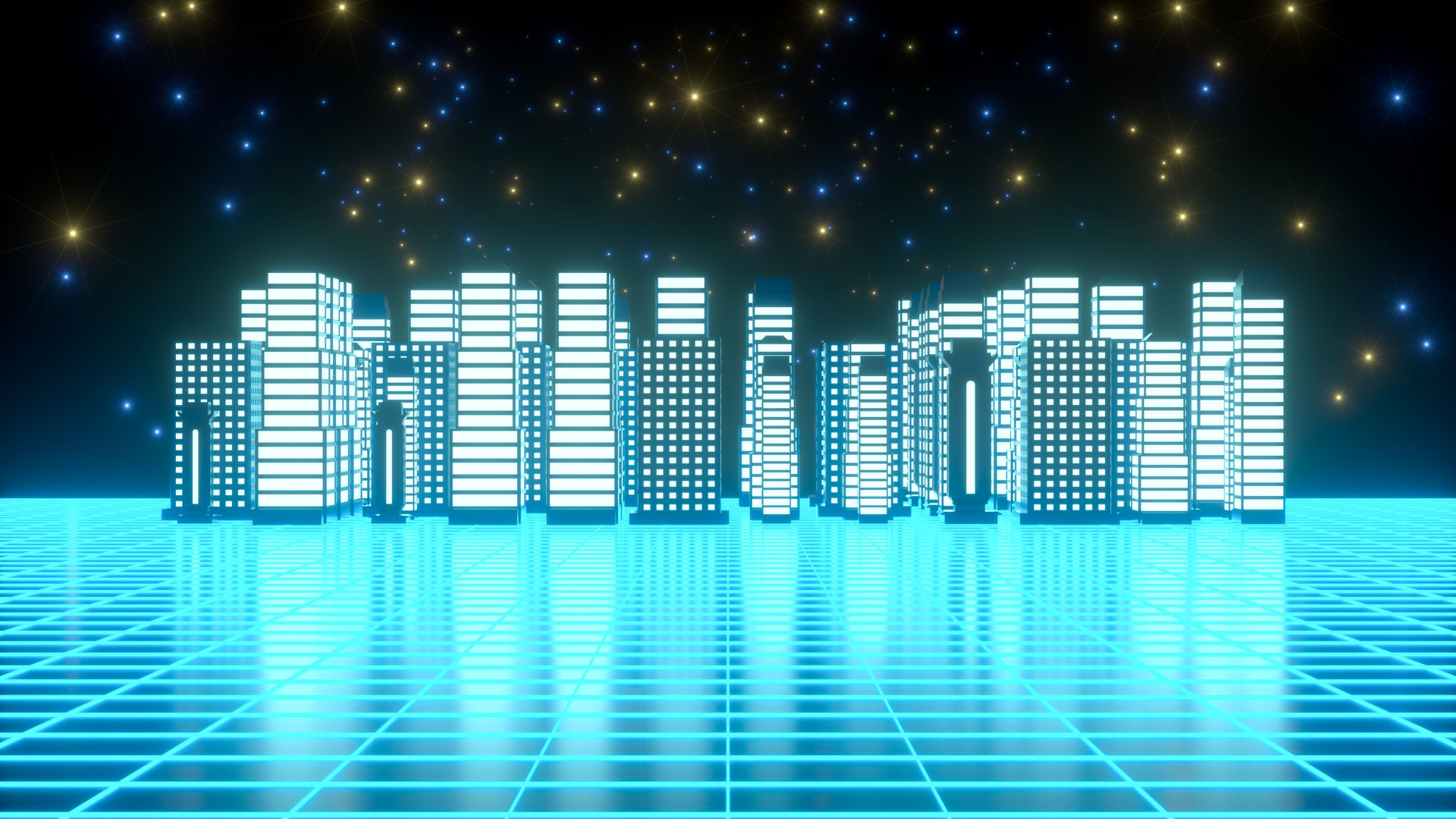 Grattacieli in Metaverse Sfondo astratto futuristico